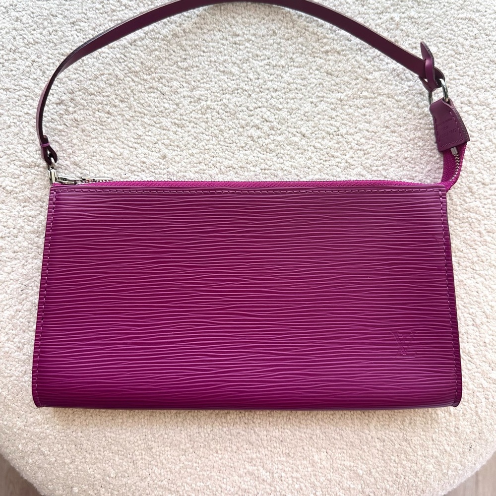 Louis Vuitton Purple Leather Clutch Wristlet